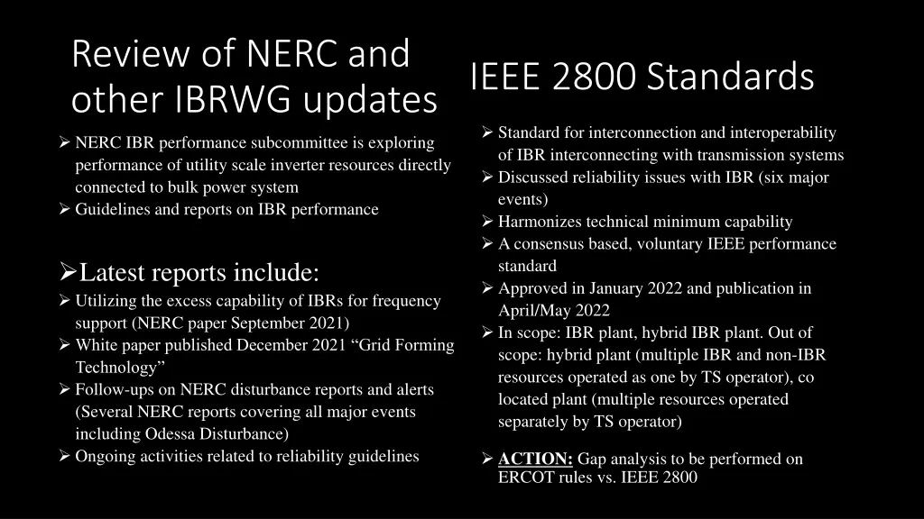 review of nerc and other ibrwg updates