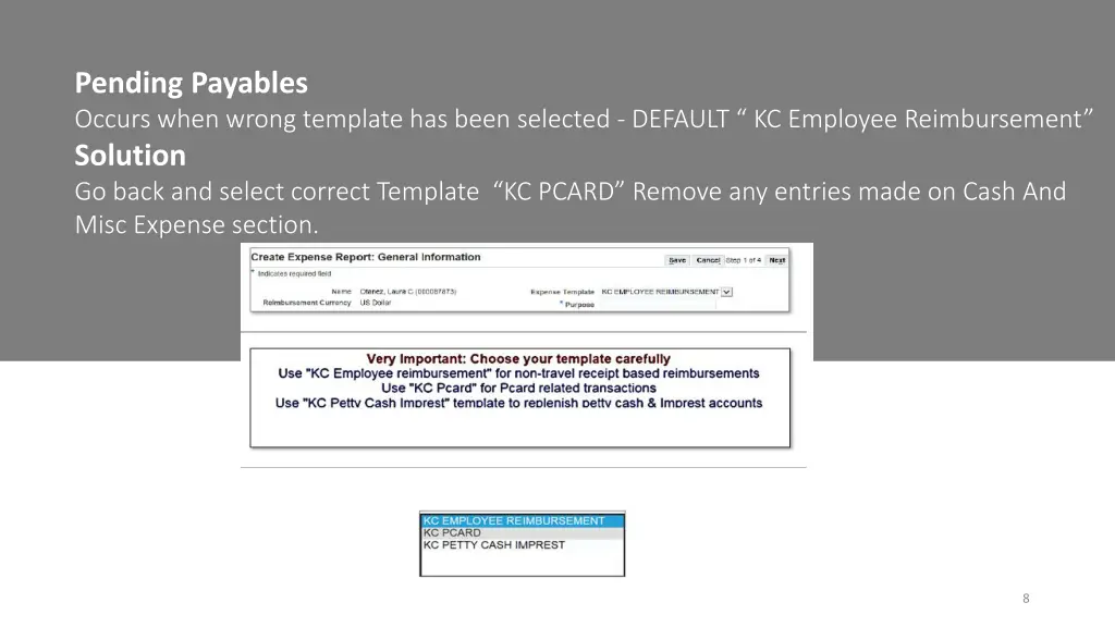 pending payables occurs when wrong template