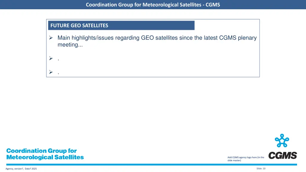 coordination group for meteorological satellites 9