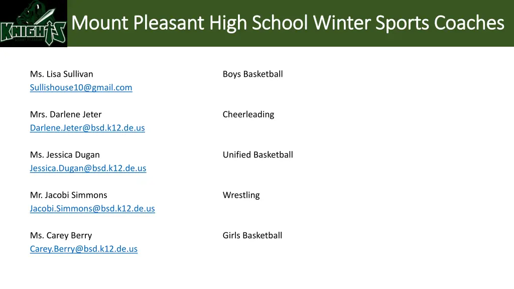 mount pleasant high school winter sports coaches