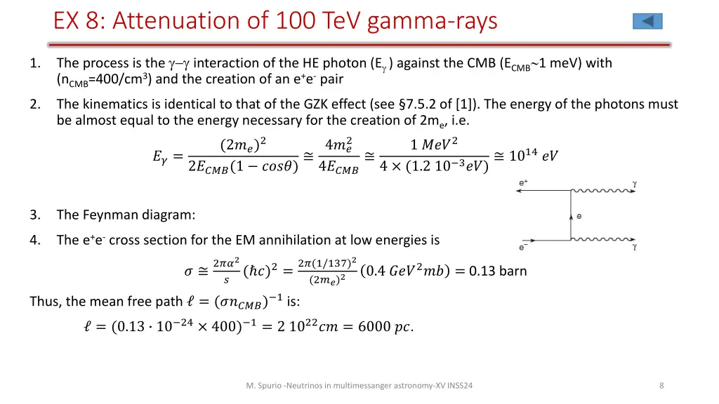 ex 8 attenuation of 100 tev gamma rays