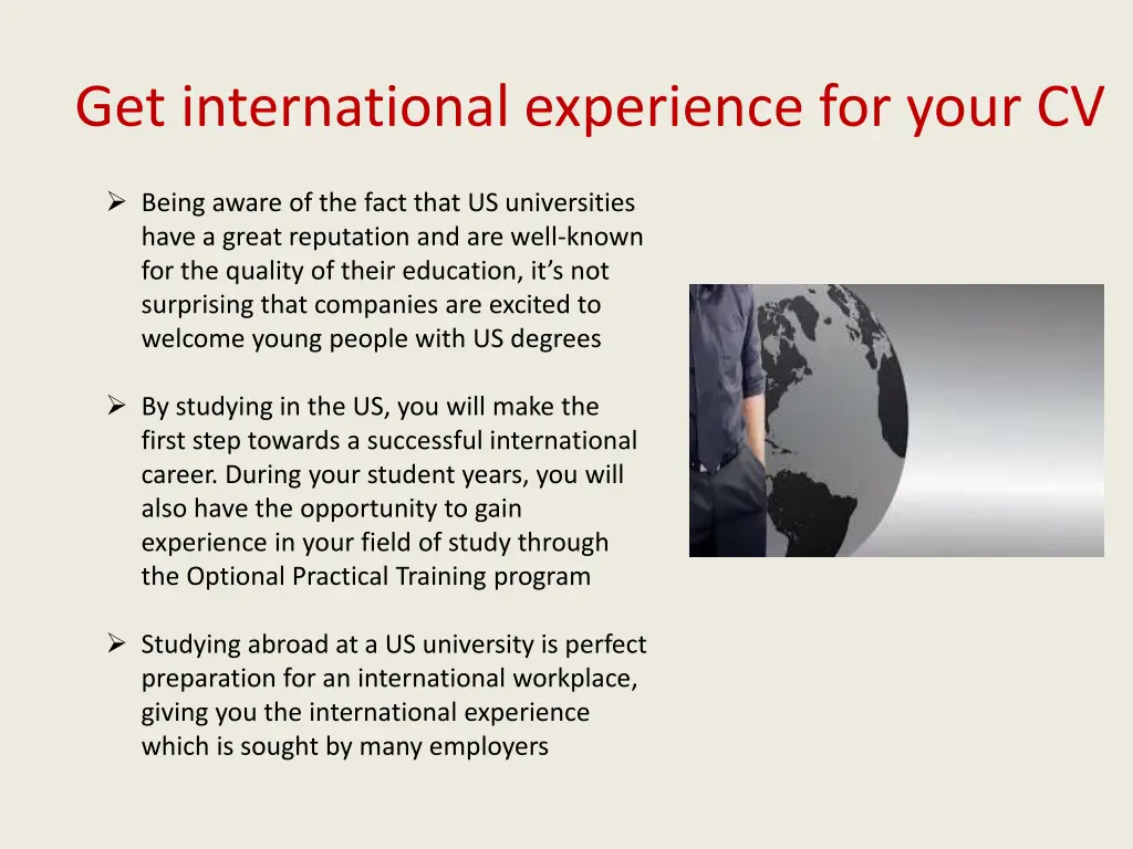 get international experience for your cv