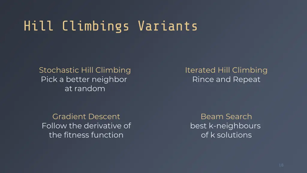 hill climbings variants