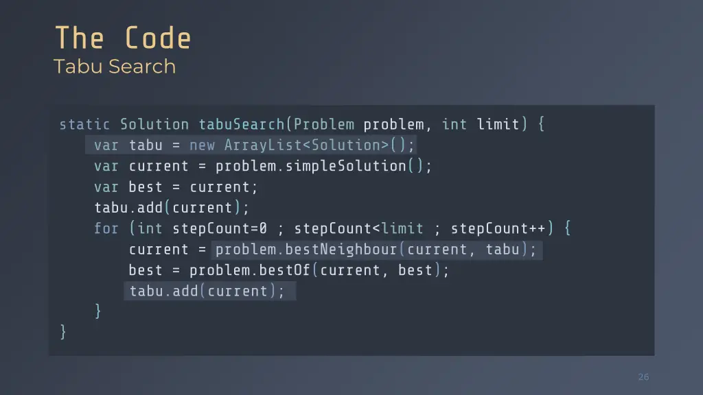 the code tabu search