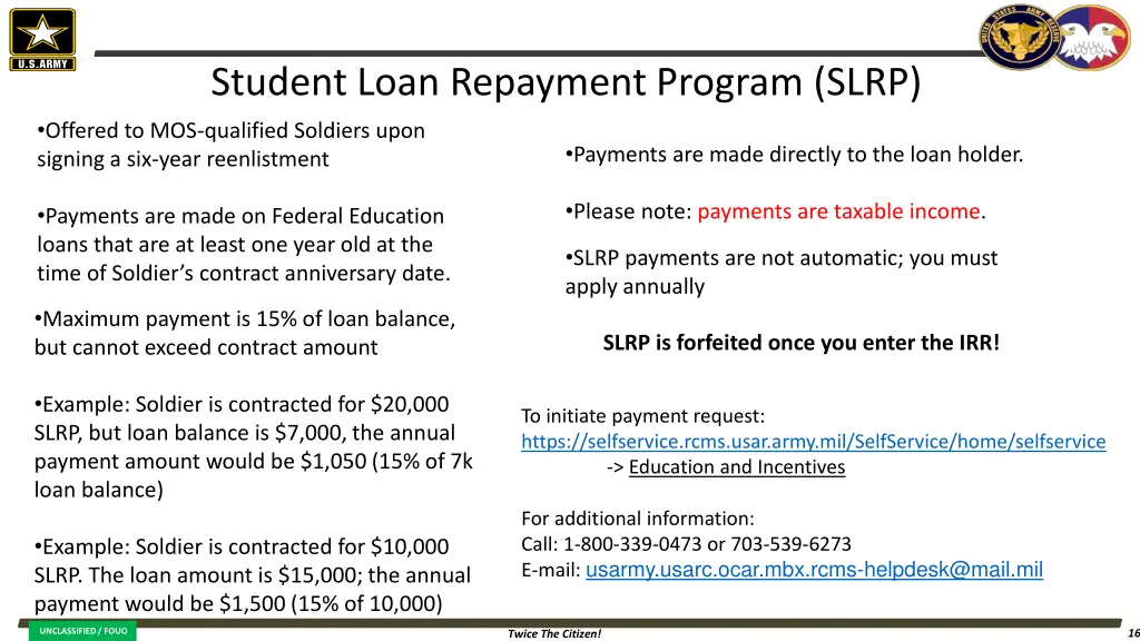 student loan repayment program slrp offered