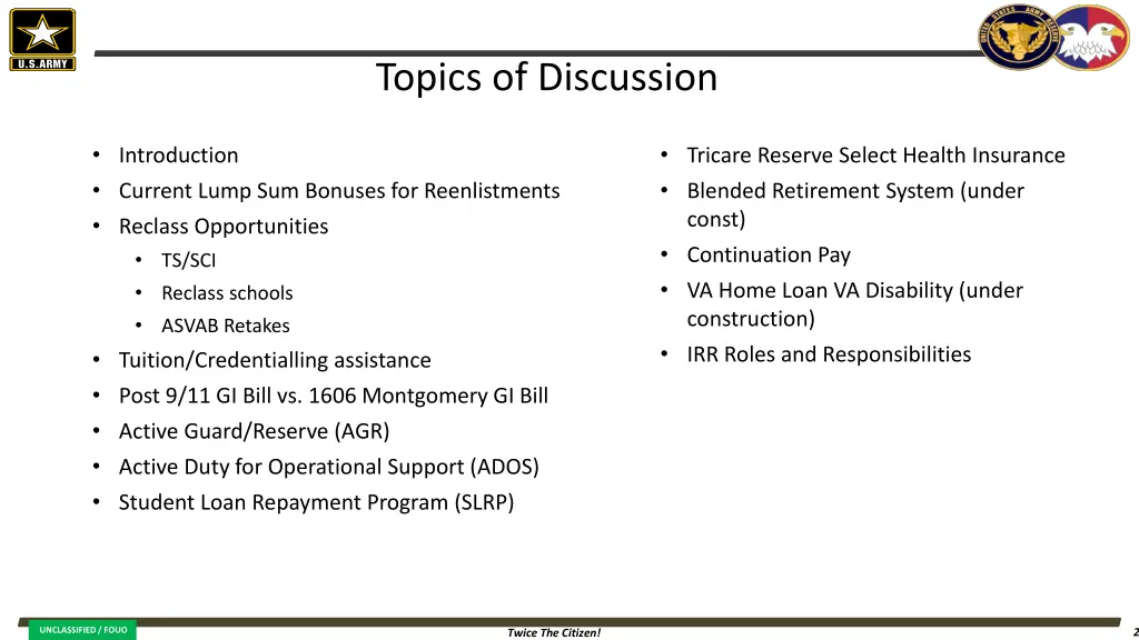 topics of discussion