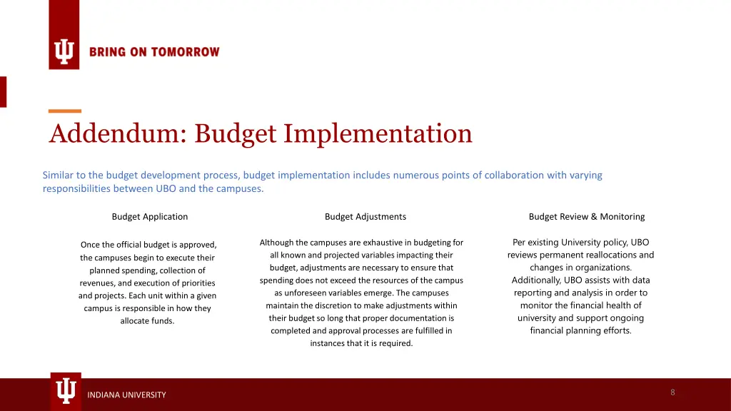 addendum budget implementation