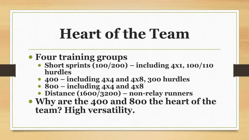 heart of the team