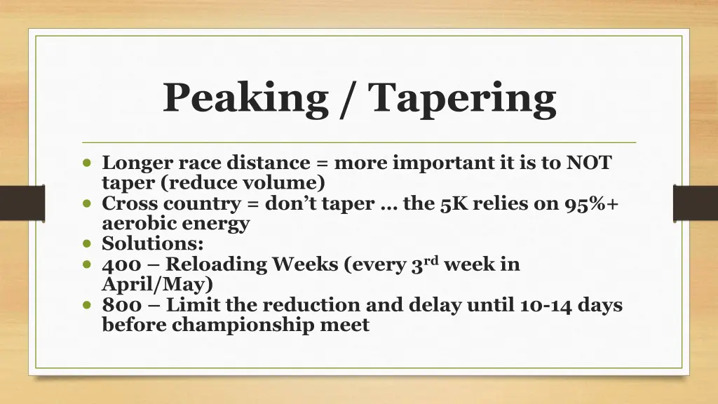 peaking tapering