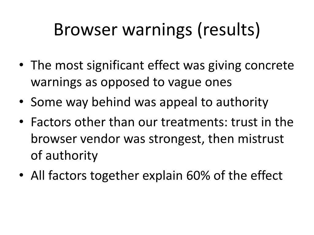 browser warnings results