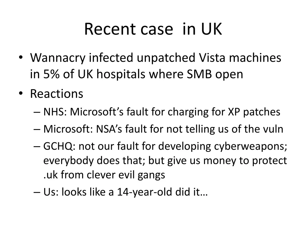 recent case in uk