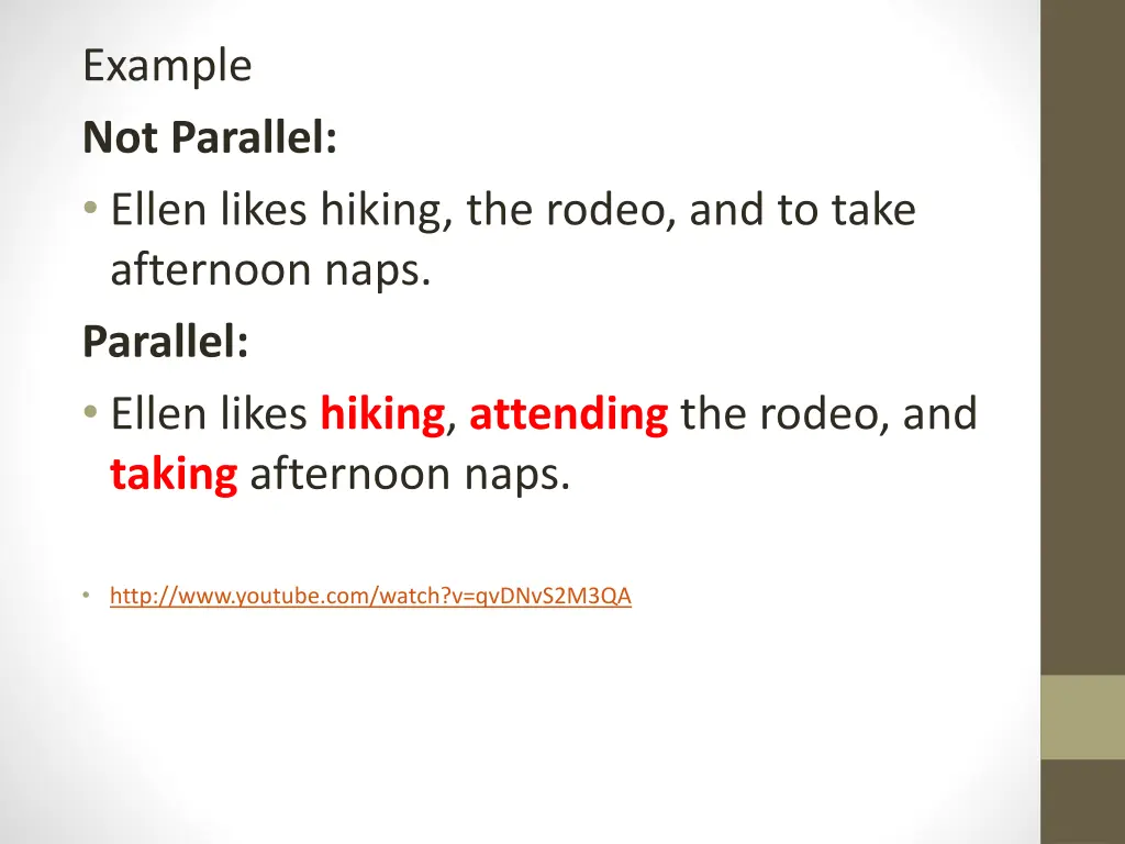 example not parallel ellen likes hiking the rodeo