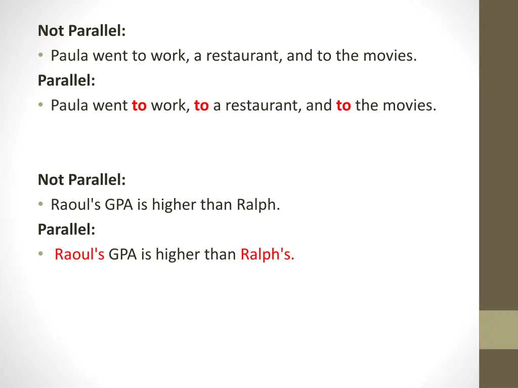 not parallel paula went to work a restaurant