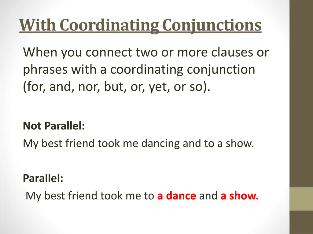 with coordinating conjunctions