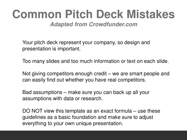 common pitch deck mistakes adapted from