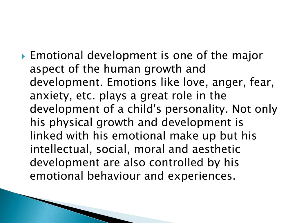 emotional development is one of the major aspect