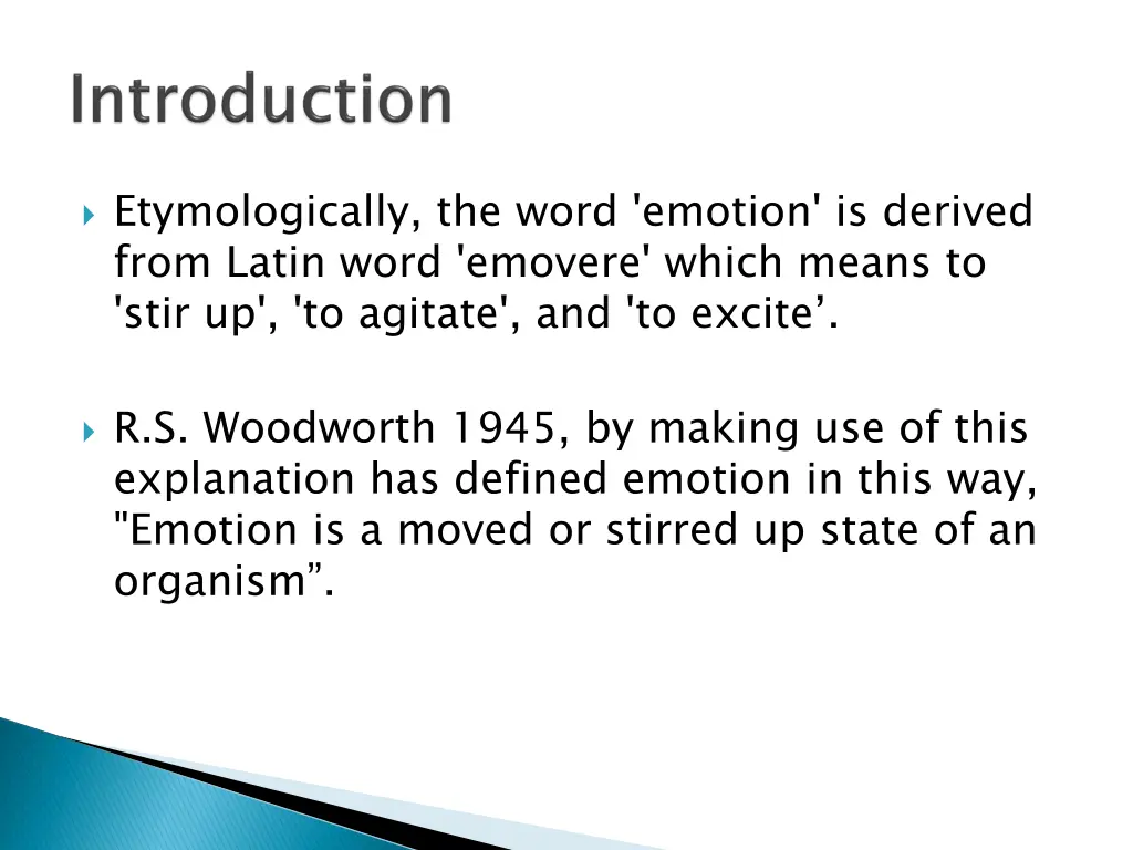 etymologically the word emotion is derived from