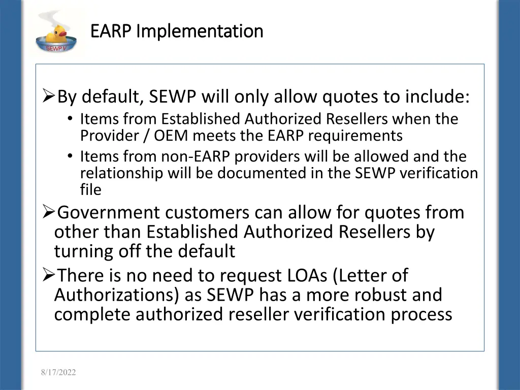 earp earp implementation implementation