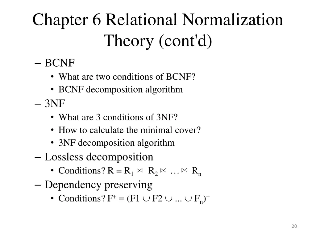 chapter 6 relational normalization theory cont d