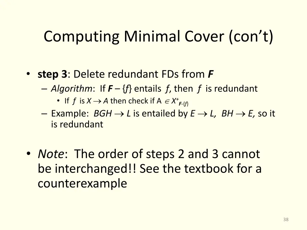 computing minimal cover con t