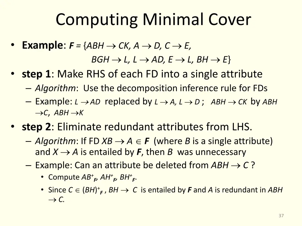 computing minimal cover