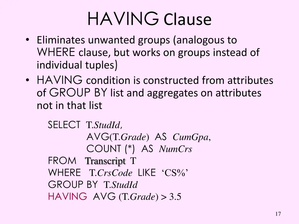 having clause eliminates unwanted groups