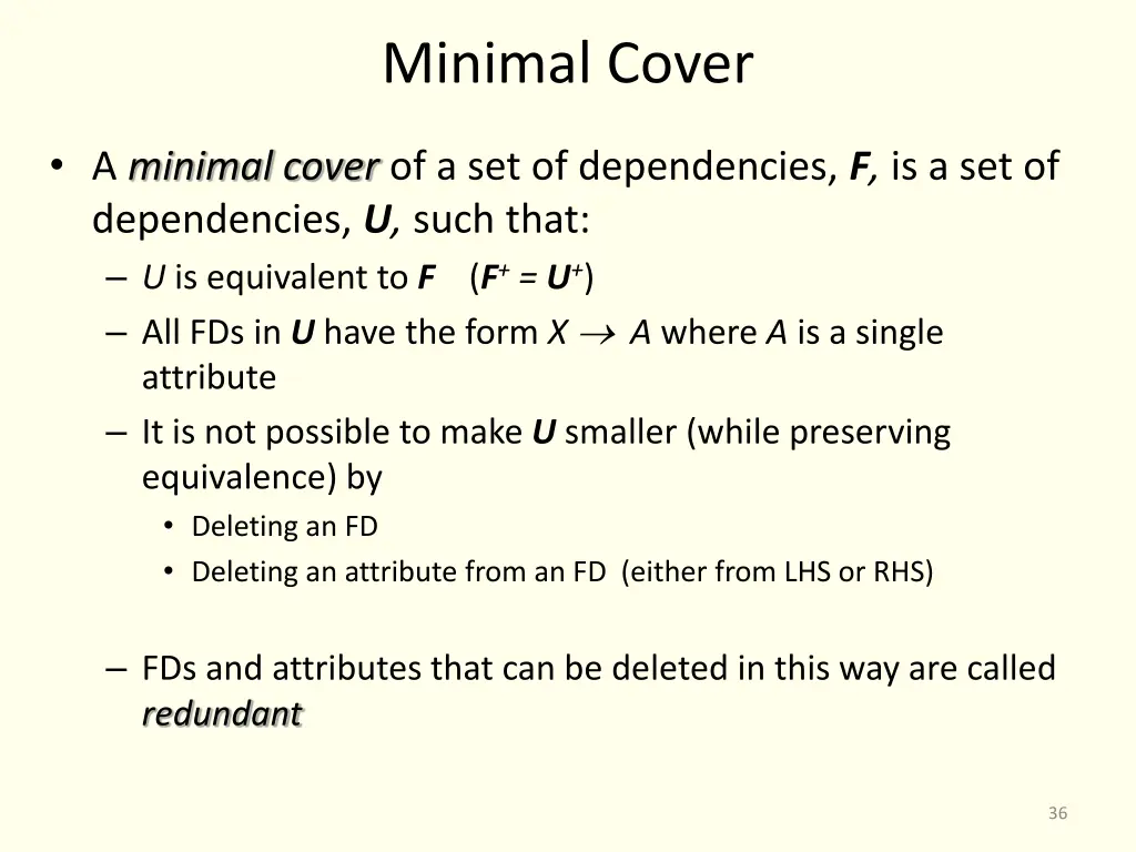 minimal cover