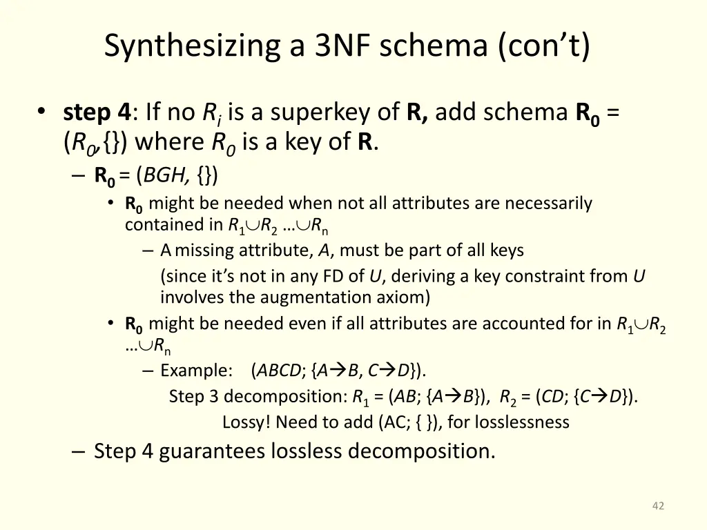 synthesizing a 3nf schema con t 2