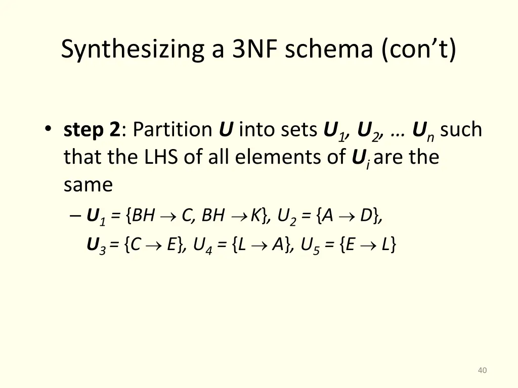 synthesizing a 3nf schema con t