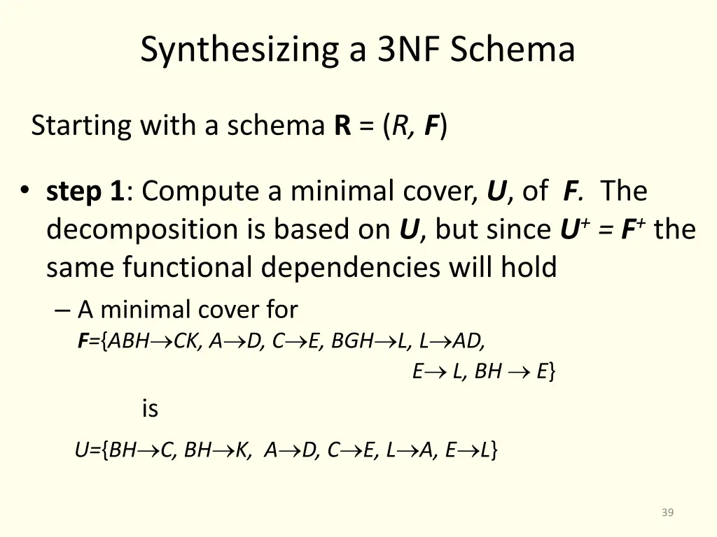 synthesizing a 3nf schema