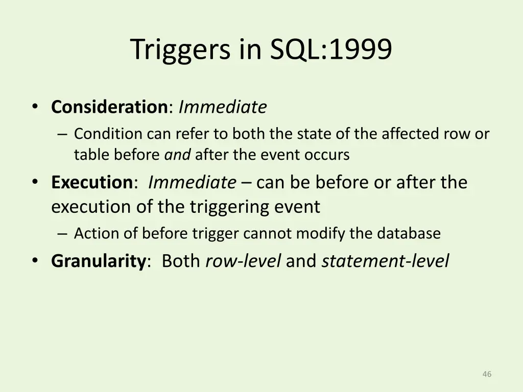 triggers in sql 1999 1