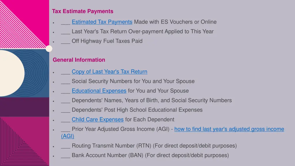 tax estimate payments