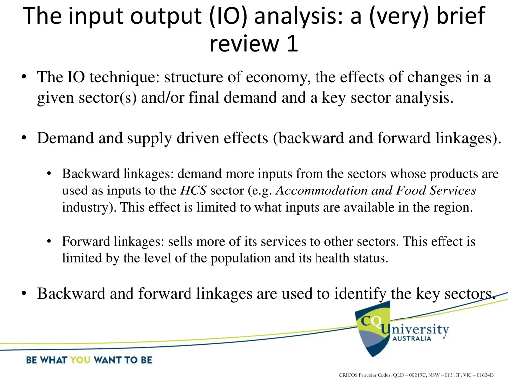 the input output io analysis a very brief review 1