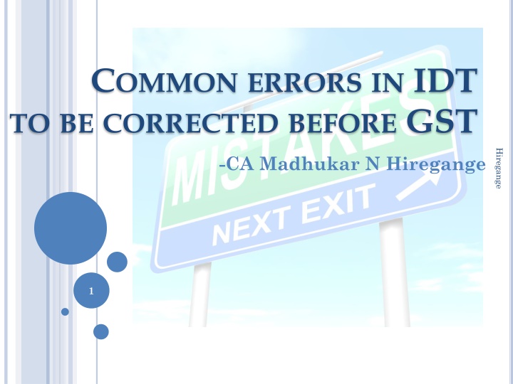 c ommon errors in idt to be corrected before gst