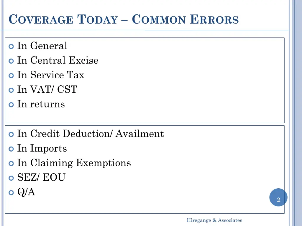 c overage t oday c ommon e rrors