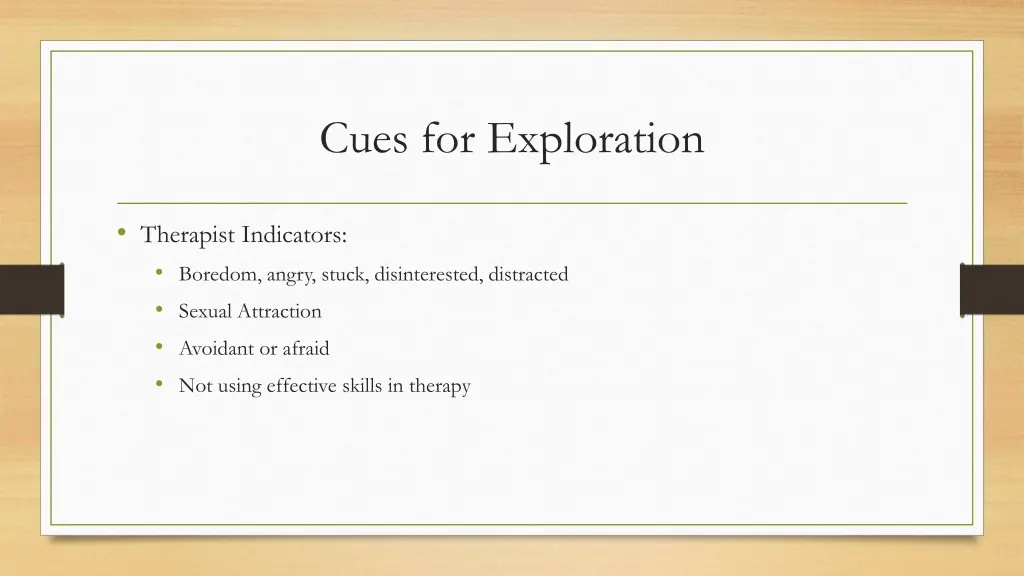 cues for exploration 1