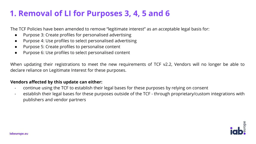 1 removal of li for purposes 3 4 5 and 6