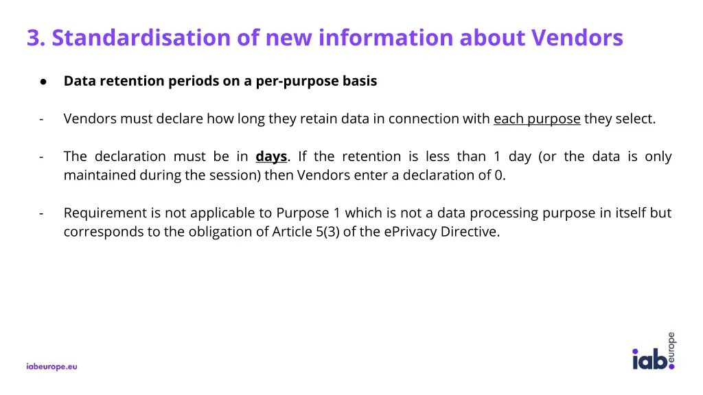3 standardisation of new information about vendors 2