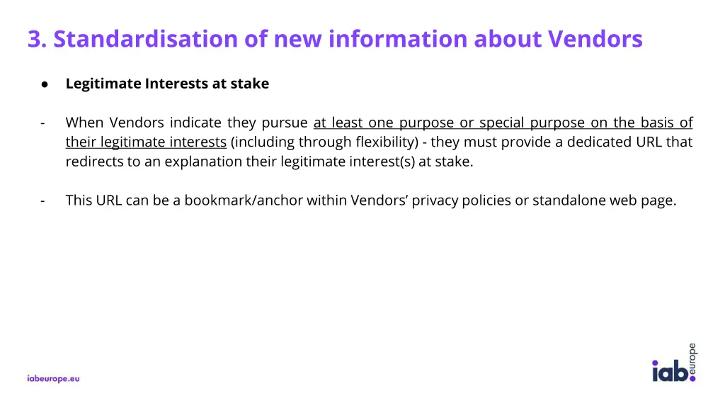 3 standardisation of new information about vendors 3