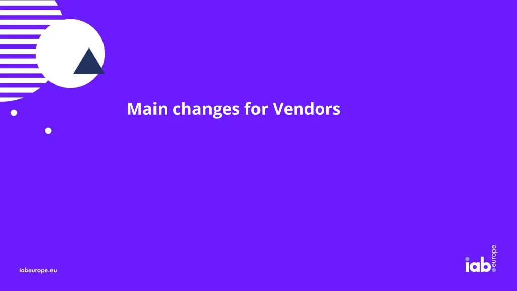 main changes for vendors