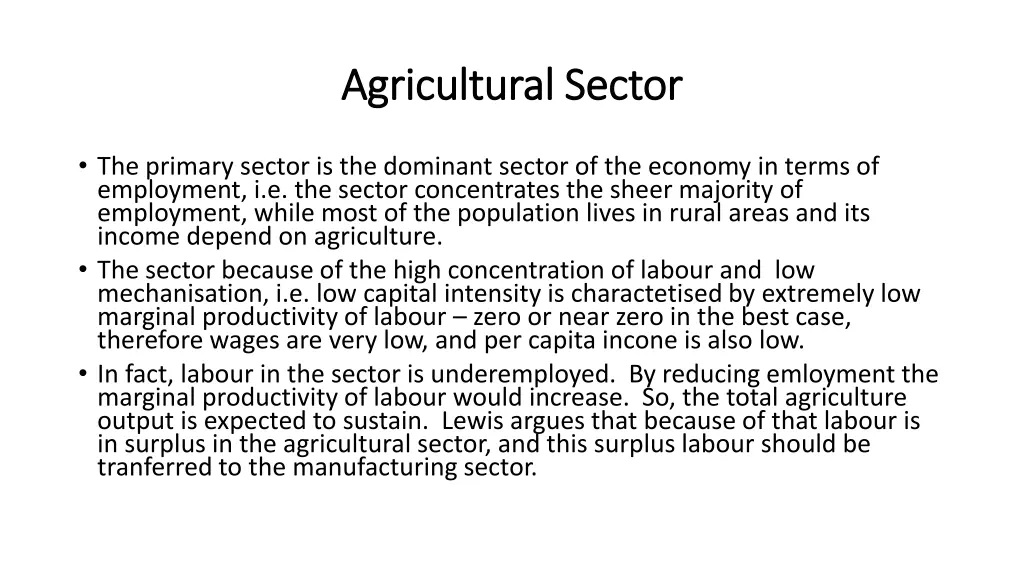 agricultural sector agricultural sector