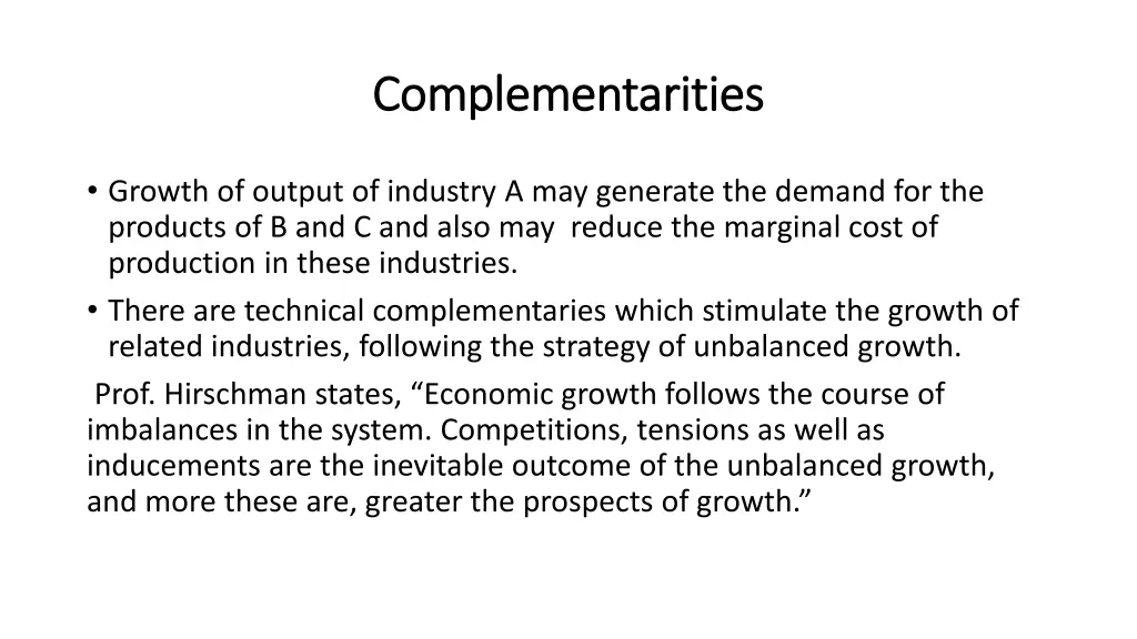 complementarities complementarities