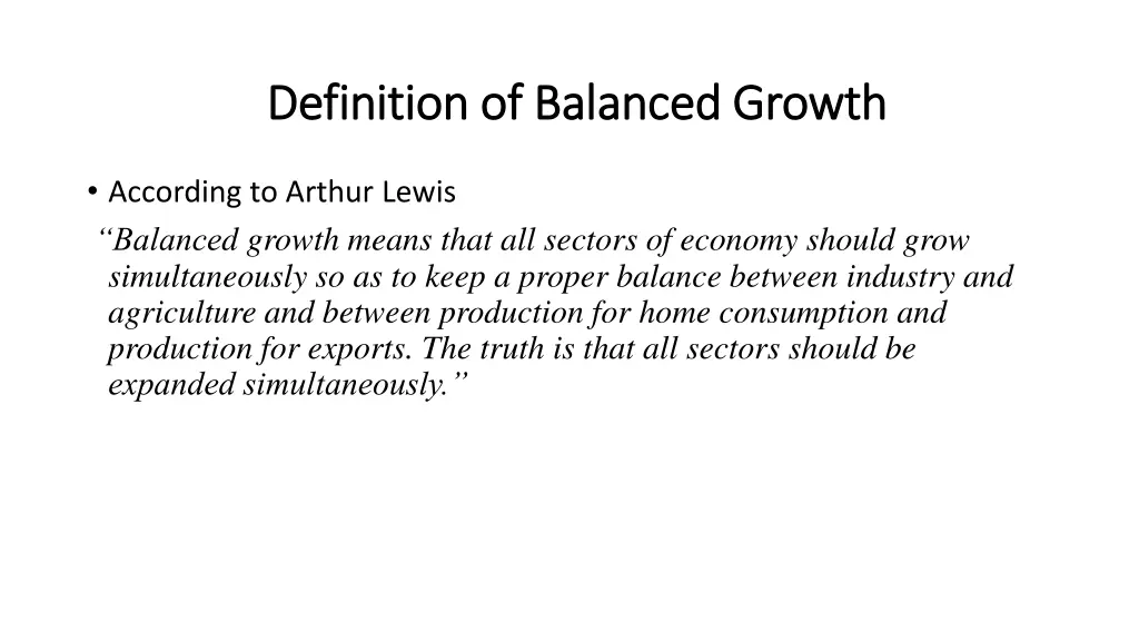definition definition of balanced growth