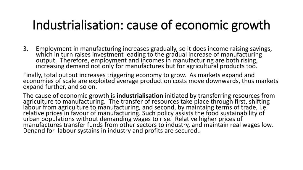 industrialisation cause of economic growth
