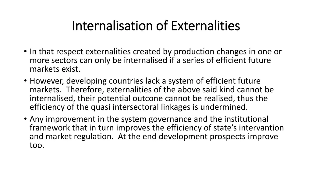 internalisation of externalities internalisation