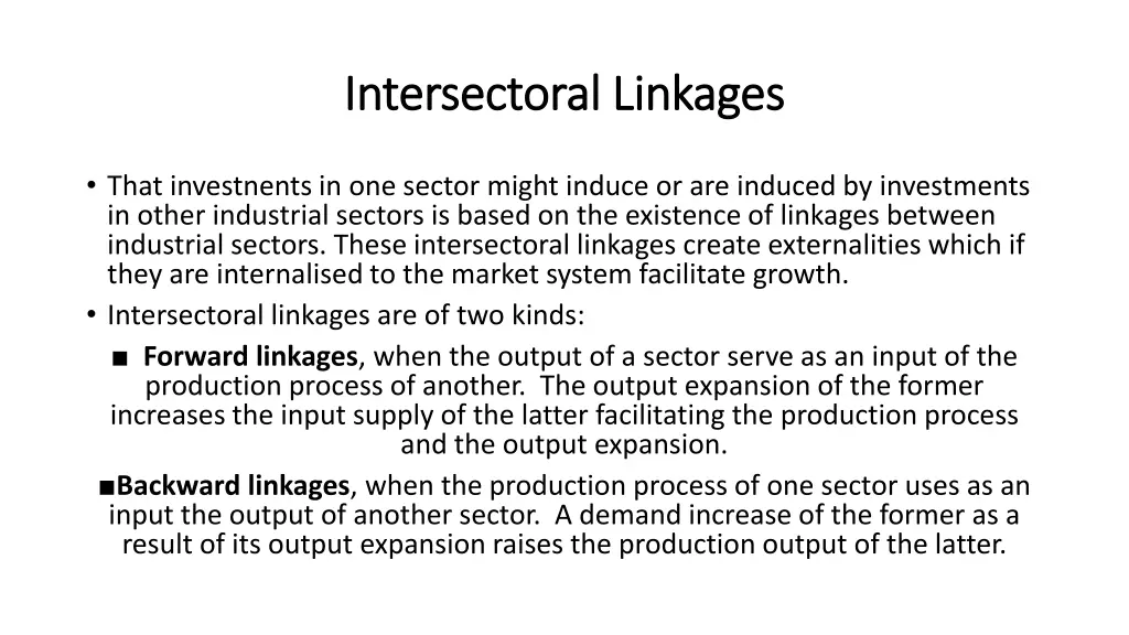 intersectoral linkages intersectoral linkages