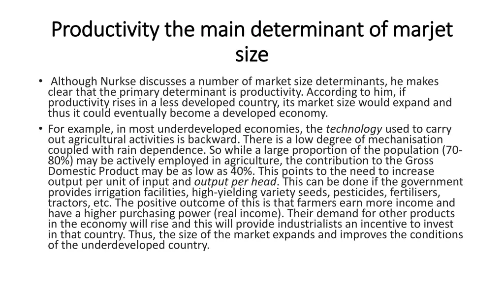 productivity the main determinant of marjet