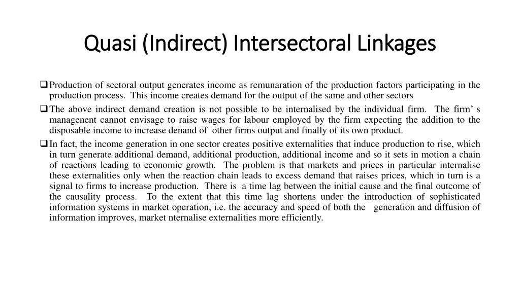 quasi indirect intersectoral linkages quasi