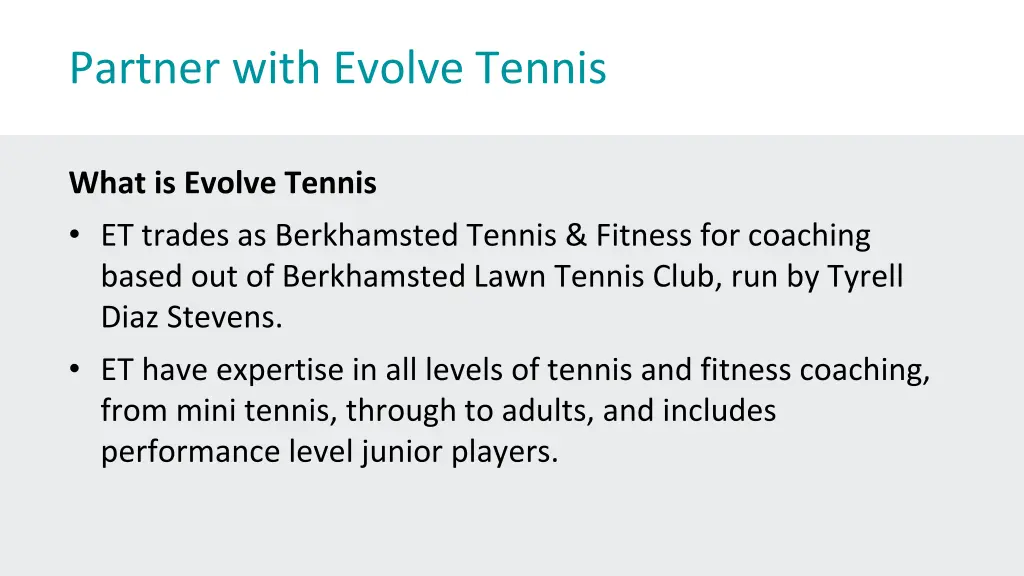partner with evolve tennis