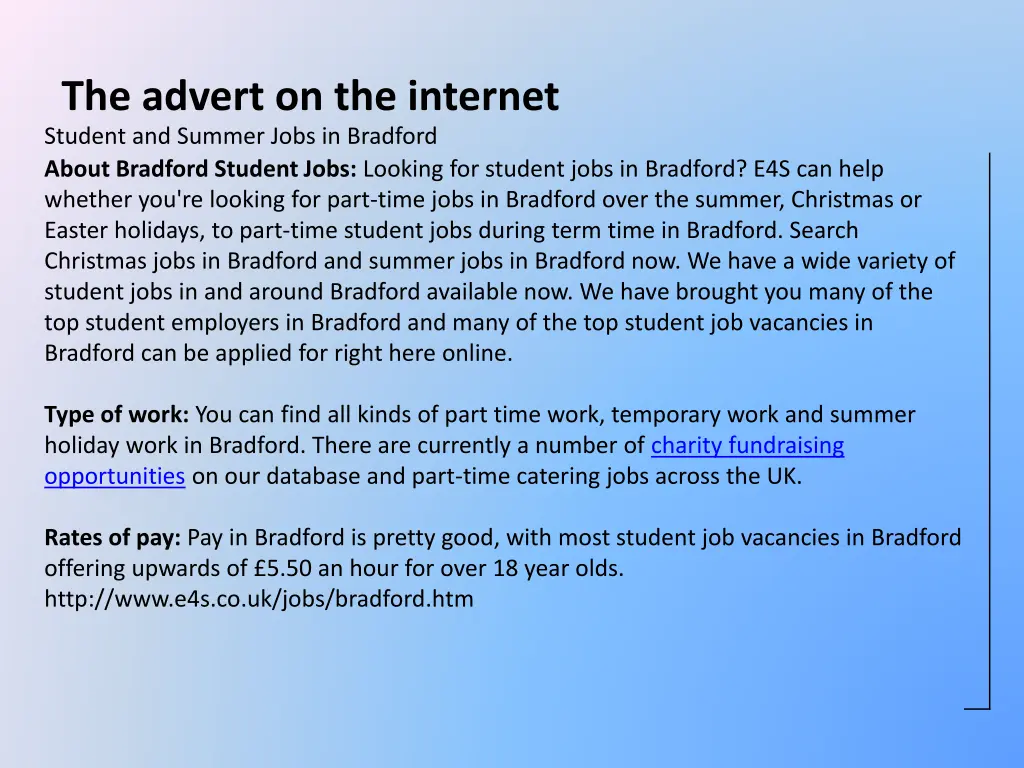 the advert on the internet